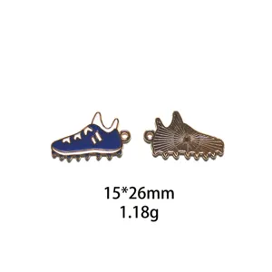 Pendentif breloque chaussure de sport en alliage, accessoire bijoux DIY, 15x26mm, poids 1,18g.