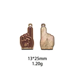 Alloy rugby sports #1 foam finger pendant DIY enamel jewelry accessory charm for keychains