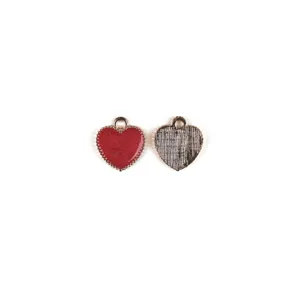 Red enamel heart metal charm pendant DIY jewelry accessories keychain hair clip craft decor