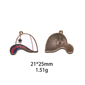 Détail pendentif en métal émail casquette de baseball, accessoire bijou DIY alliage.