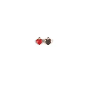 Petits charms en alliage en forme de cœur émaillé rouge pour bijoux et porte-clés DIY.