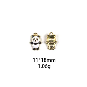 Charmants pendentifs en alliage émaillé panda mignon pour la fabrication de bijoux DIY.