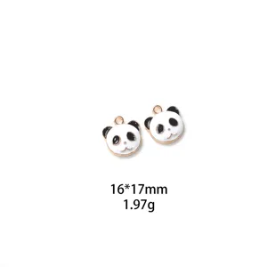 Charm pendentif émail alliage panda mignon pour fabrication de bijoux DIY porte-clés accessoires.