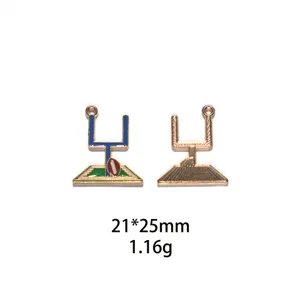 Detail shot of football goal post alloy charm pendant for DIY jewelry making and keychains.