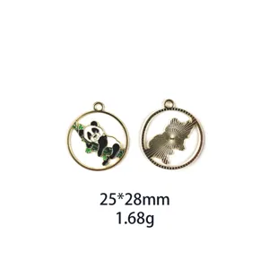 Pendentif en alliage d'émail de panda mignon DIY accessoires de bijoux artisanaux 25x28mm