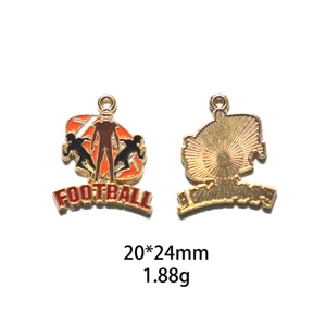 Original American football alloy charm pendant DIY jewelry accessory keychain 20x24mm