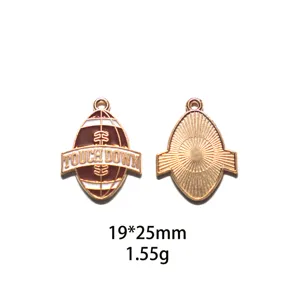 American football sports alloy DIY drop oil pendant charm keychain bag accessory 19x25mm