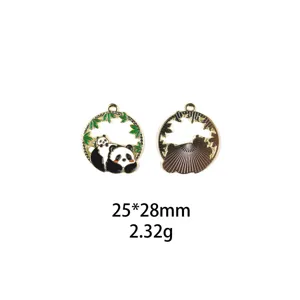Joli pendentif breloque DIY en alliage panda et bambou pour porte-clés et accessoires de cheveux.