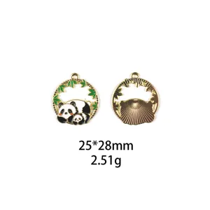 Joli pendentif en alliage de métal panda bambou accessoire bijoux DIY 25x28mm