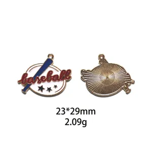 Pendentif breloque en alliage émaillé baseball accessoire bijoux DIY pour sac et clés