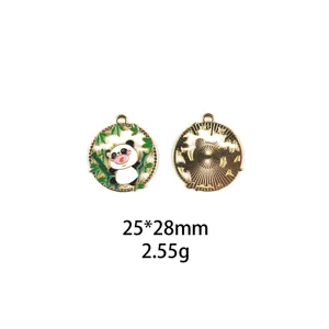 Mignon panda bambou alliage émail pendentif DIY bijoux accessoire charme 25x28mm loisirs créatifs