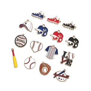 Pendentif en Alliage Émaillé de la Série de Sports de Baseball Originale Accessoires de Bijoux DIY pour Porte-Clés et Charms de Sac