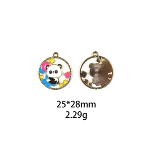 Joli charm pendentif panda en email et alliage pour bijoux DIY accessoires de porte-cles