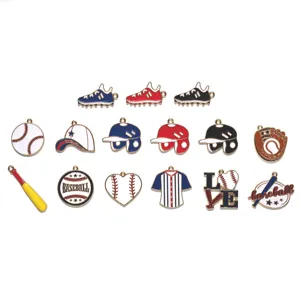 Ensemble de pendentifs en métal émaillé sur le thème du baseball, accessoires bijoux DIY.