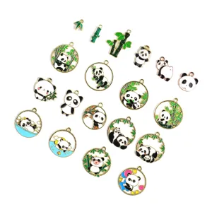 Mignon Panda Et Bambou Alliave Huile Goutte à Goutte DIY Accessoires De Bijoux Porte-clés Pendentif Charms Fournitures De Fabrication Artisanale Pour Femmes