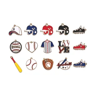 Ensemble de pendentifs émaillés sport baseball en alliage accessoires bijoux porte-clés