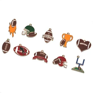 American football sports alloy enamel charms DIY jewelry making keychains pendants set