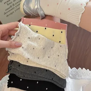 Jolies chaussettes mi-mollet à pois pour femmes, douces, respirantes, style doux et kawaii