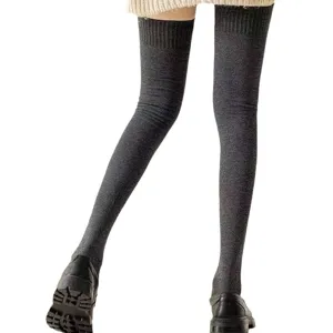 Women's over the knee knit stockings thick warm winter long socks high tube hosiery solid color