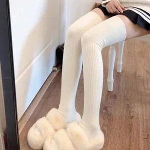 Calze Spesse Sopra il Ginocchio da Donna Tinta Unita Calze Lunghe Calde Invernali Casual
