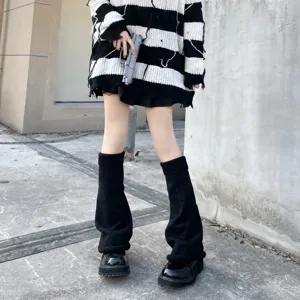 Japanse stijl zwarte gebreide beenwarmers stapelbare sokken Lolita JK warme wintersokken