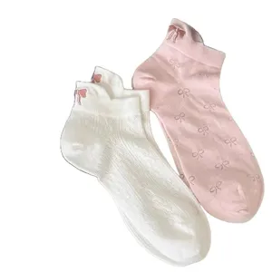 Women cute bow short socks cotton thin breathable casual socks sweet style daily wear footwear