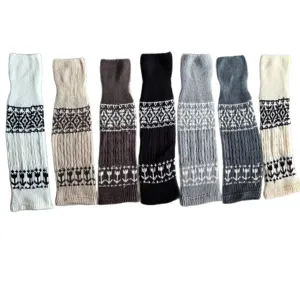 Fair Isle knit leg warmers winter long boot socks cozy Japanese style casual wear