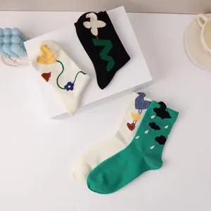 Spring summer women mid-tube socks creative 3d flower heart design casual long socks