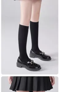 Schwarze Wadenstrümpfe Damen JK Uniform Strumpfwaren atmungsaktiv dünn Sommer Mode