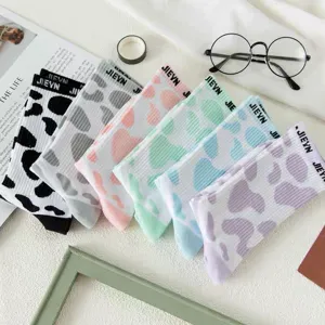 Women cute cow print mid tube socks Japanese Harajuku style casual cotton stockings 6 pairs