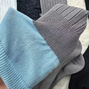 Chaussettes femme en tricot côtelé bicolore tendance mode décontractée tous les jours