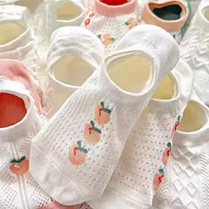 Chaussettes Invisibles Respirantes d'Été pour Femmes en Maille Coupe Basse Socks Floraux Doux Décontractés Quotidiens