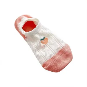 Femmes été mince invisible socquettes blanc maille mignon pêche motif bas casual