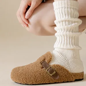 Women Winter Knit Slouch Socks Solid Color Warm High Tube Leg Warmers Casual Fashion Apparel Accessories