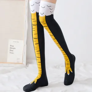 Funny chicken feet over knee socks women creative cute novelty long stockings black