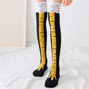 Funny chicken feet knee high socks, novelty long cotton socks for women, fun cosplay socks.