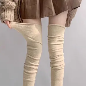 Knit over-the-knee warm socks detail view showing thick texture and great stretch performance.