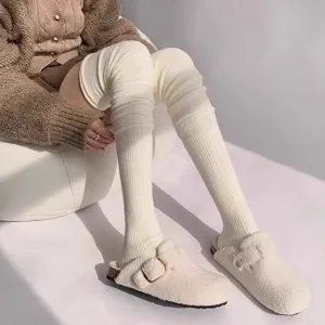 Comfortable women over the knee knit socks winter warm long leg warmers slouch boot socks.