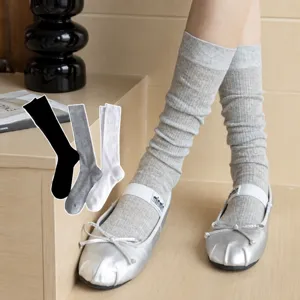 Grey mesh scrunch socks women summer breathable long stockings ballet core style cute hosiery