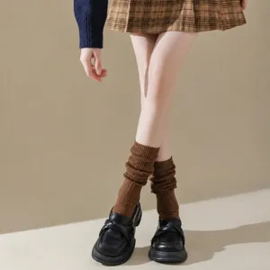 Women's Casual Solid Color Ribbed Knit Over The Knee High Stacked Socks