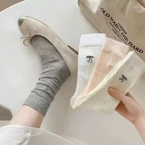Ballet style mesh stacked socks for women, breathable hollow out design, versatile casual long socks.