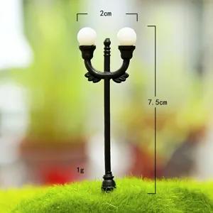 Miniature black double head street lamp for DIY moss micro landscape succulent garden decor.