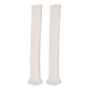 White knitted leg warmers for women, Japanese style slouch socks, soft calf sleeves for outfit.