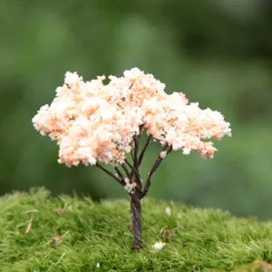 Mini künstlicher rosa Blütenbaum Modell für DIY Sukkulenten Garten Mikro Landschaft Deko Detail.