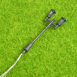 Miniature double head street lamp model plastic DIY moss landscape garden decor accessory