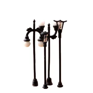 Miniature black street lamps set for DIY moss micro landscape and succulent garden decor.