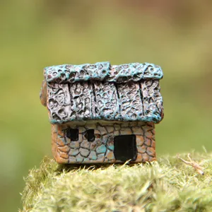 Mini casa de resina jardín de hadas paisaje adorno bricolaje artesanía musgo decoración