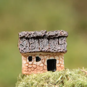 Miniatura casa de resina detalle, rustico jardin de hadas terrario estatuilla.