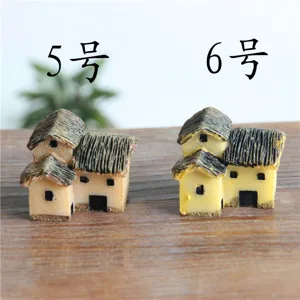 Miniatura casa de paja de resina bricolaje micro paisaje jardinería adorno decoración 5 y 6