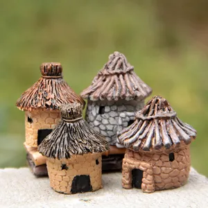 Figura de Casa de Paja en Miniatura de Resina Jardín de Hadas Micropaisaje Adorno Artesanal DIY Decoración del Hogar